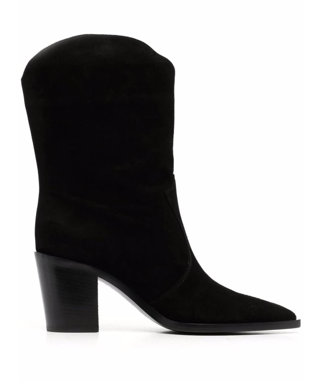 GIANVITO ROSSI Черные замшевые полусапоги, фото 1