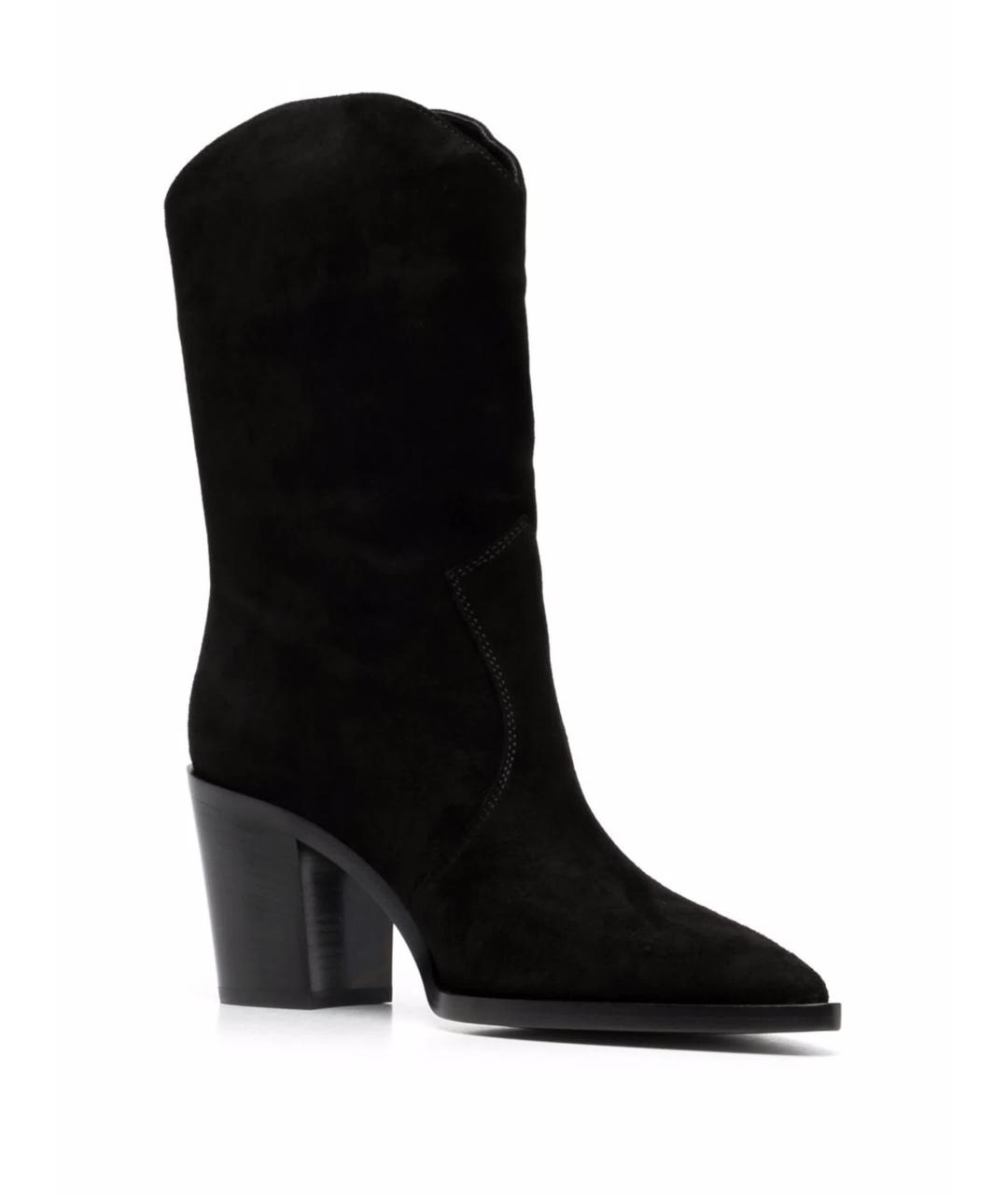 GIANVITO ROSSI Черные замшевые полусапоги, фото 2