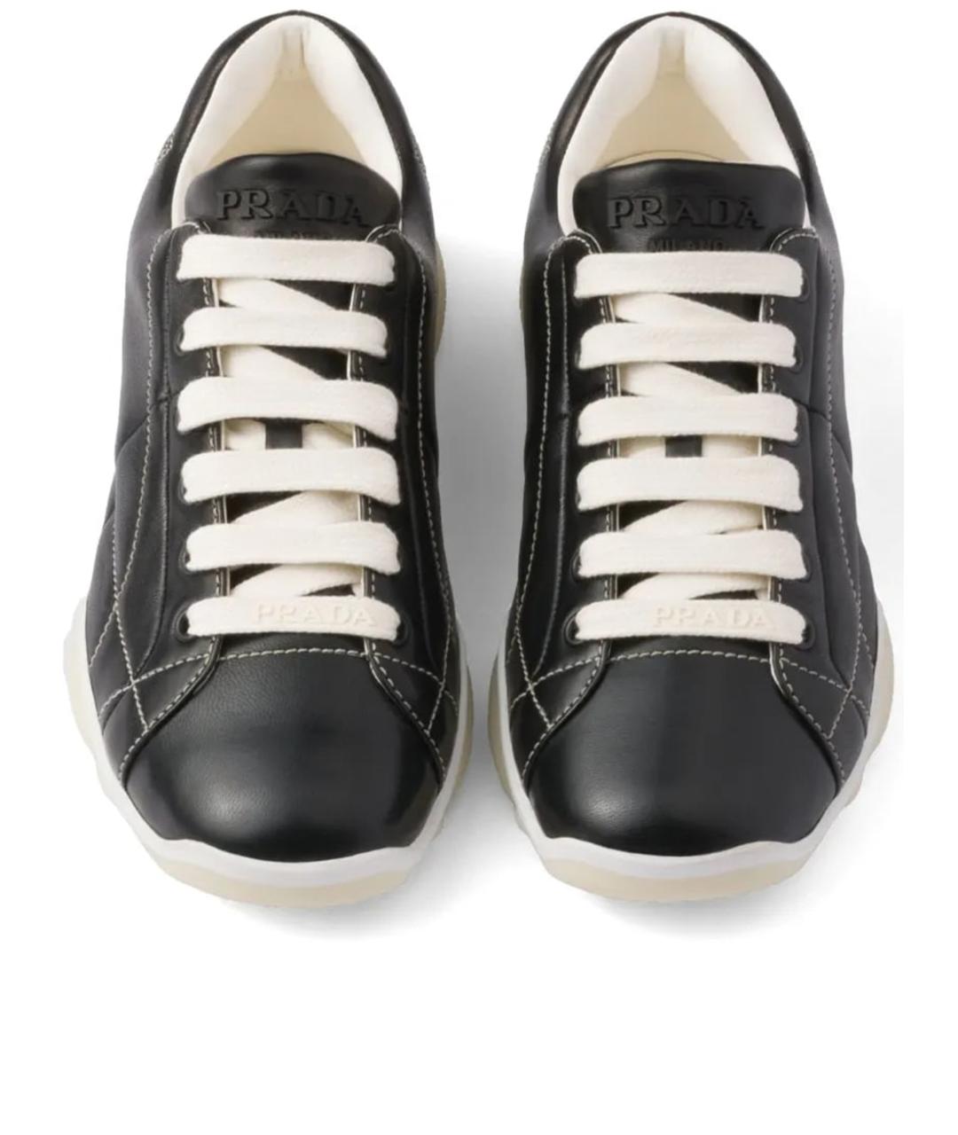 PRADA Черные кожаные кроссовки, фото 3