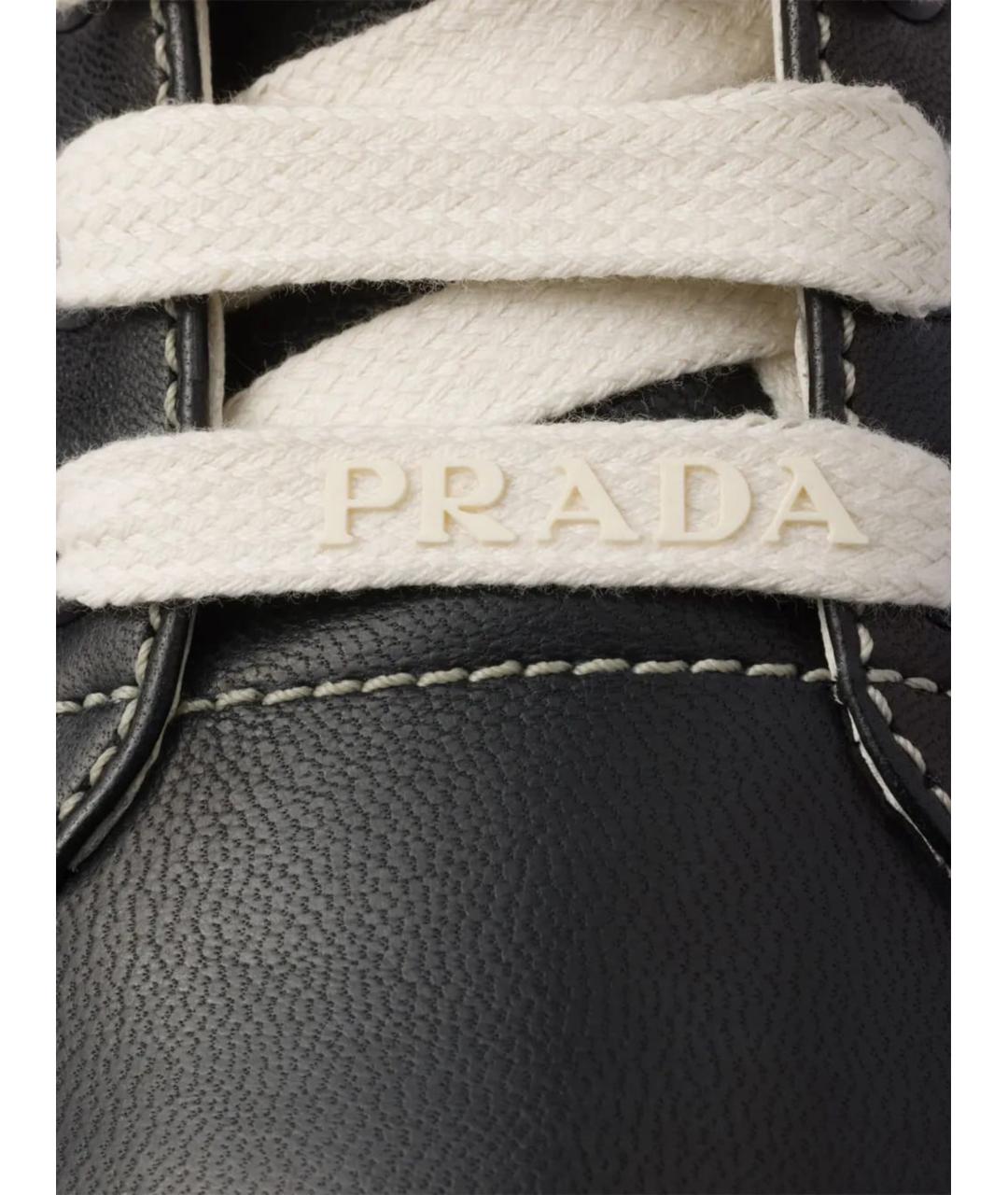 PRADA Черные кожаные кроссовки, фото 4