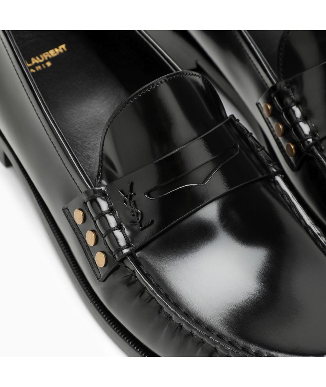 SAINT LAURENT Черные кожаные лоферы, фото 5