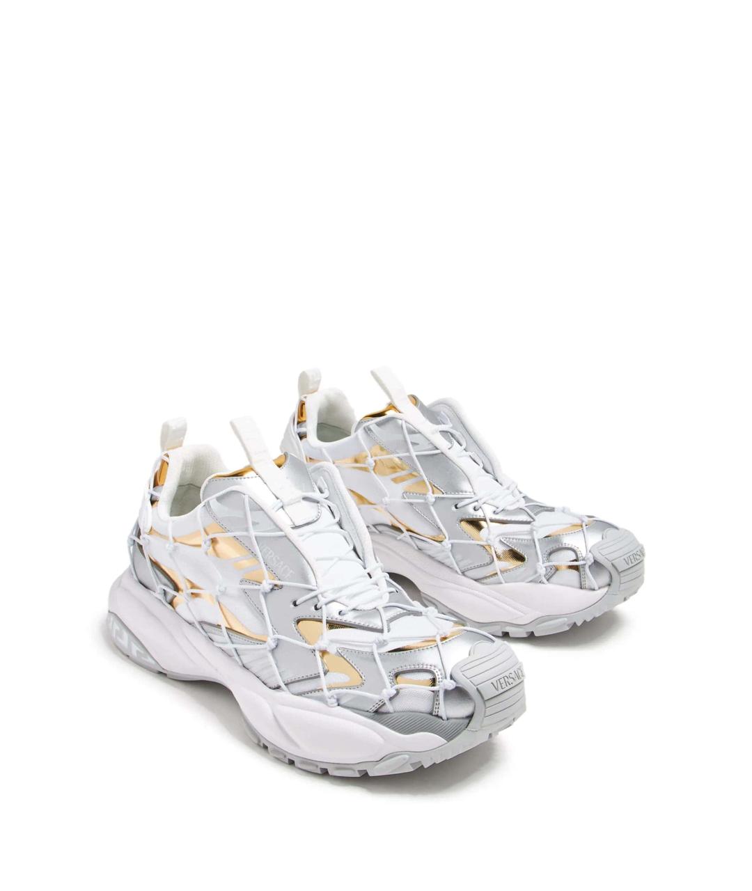 VERSACE Белые текстильные кроссовки, фото 4