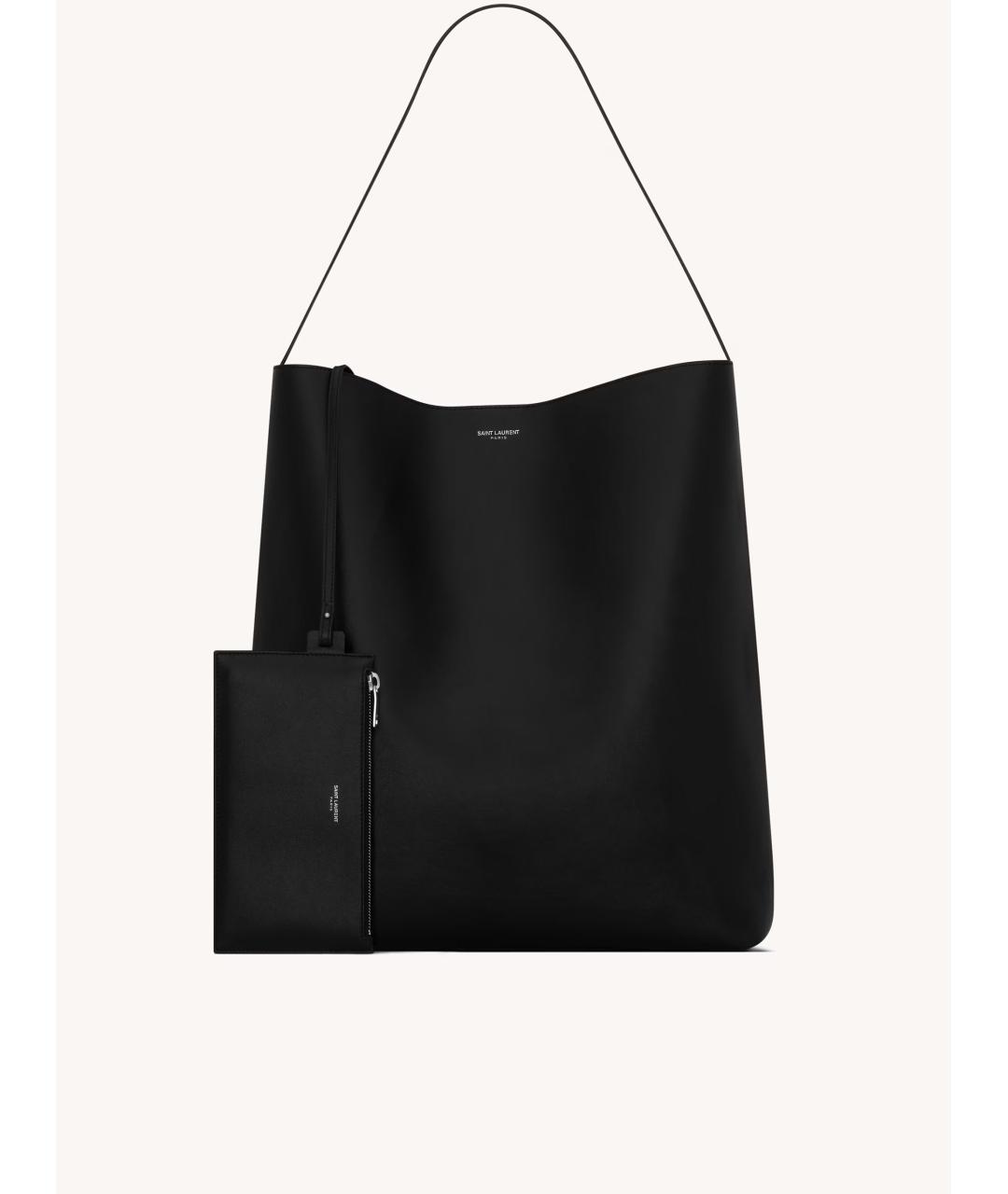 SAINT LAURENT Черная кожаная сумка на плечо, фото 2