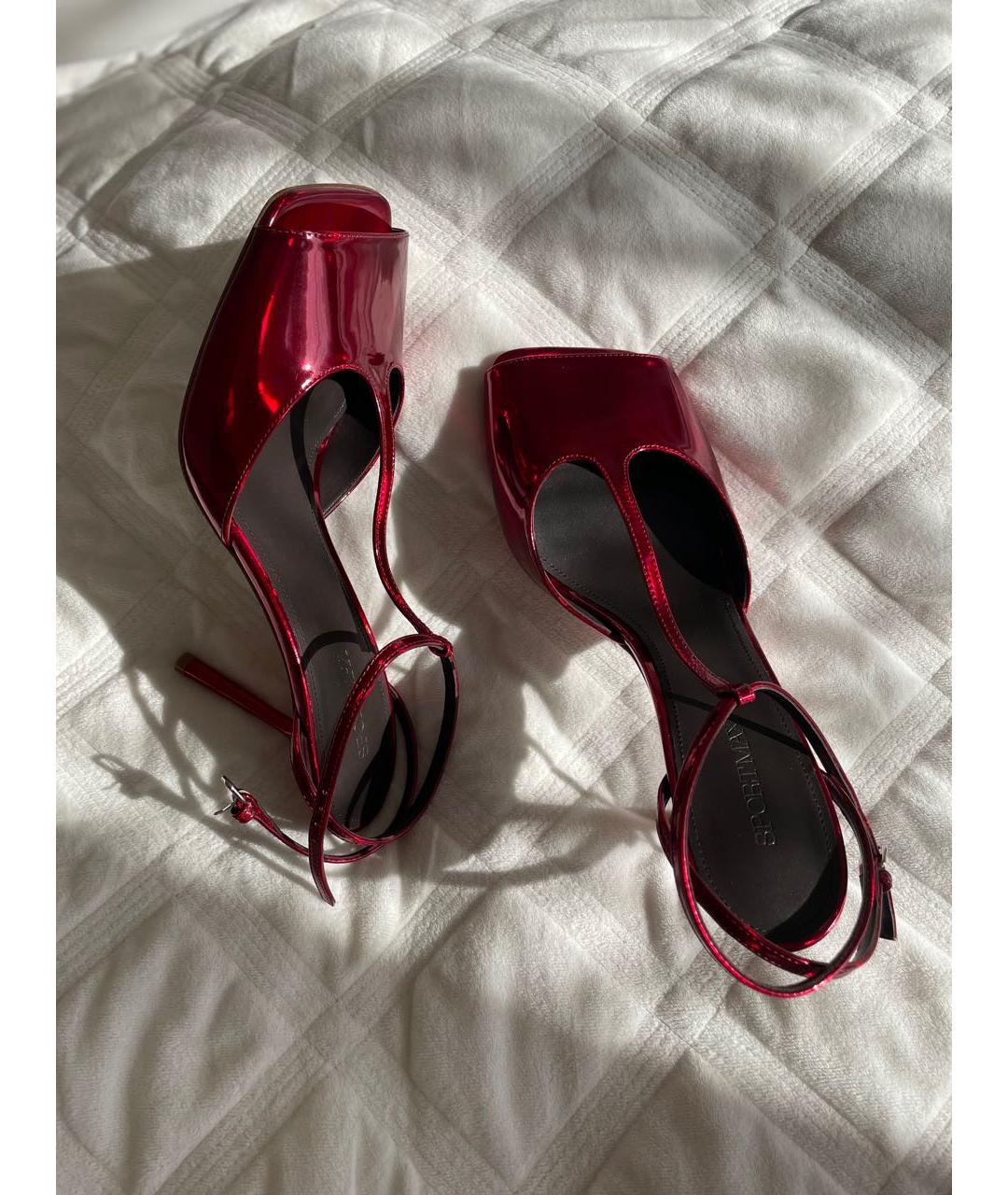 SPORTMAX Красные босоножки из лакированной кожи, фото 4
