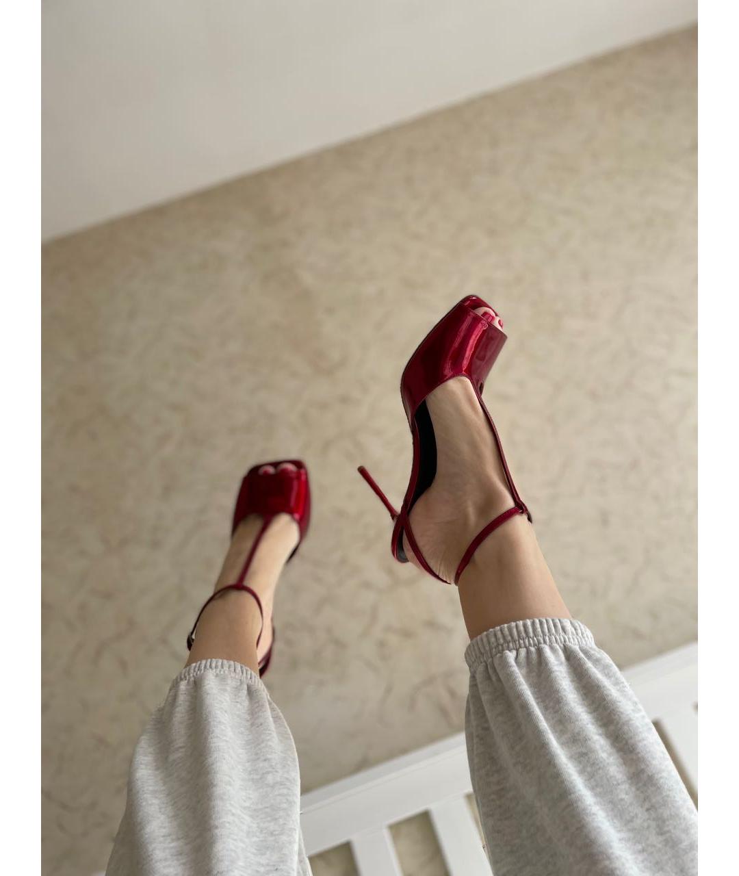 SPORTMAX Красные босоножки из лакированной кожи, фото 5