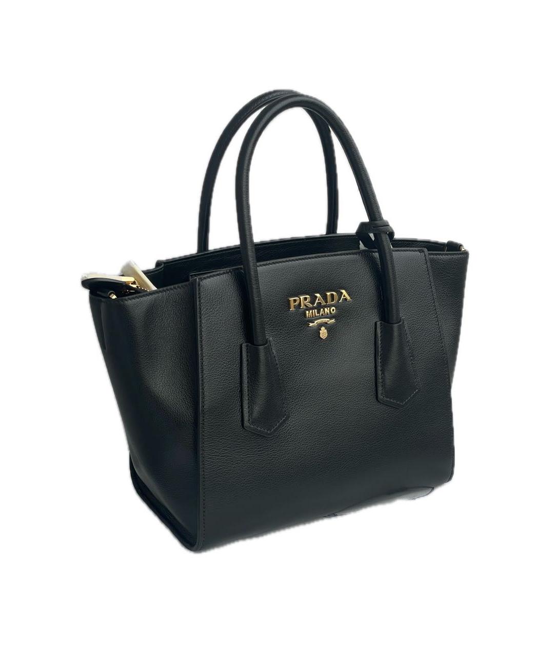 PRADA Черная кожаная сумка с короткими ручками, фото 2