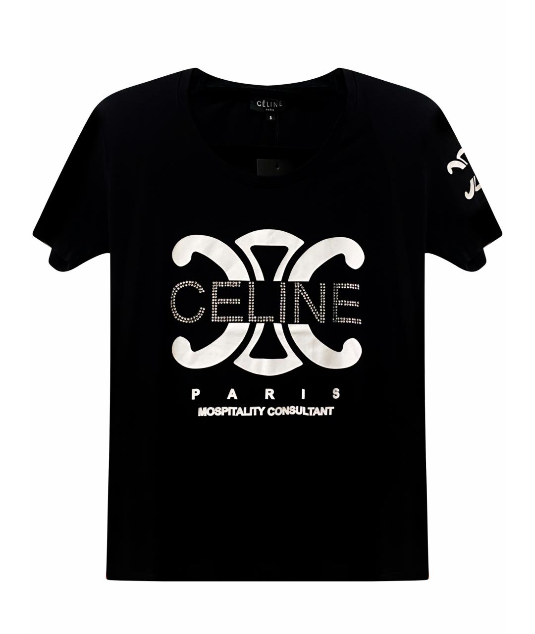 CELINE Черная хлопковая футболка, фото 1