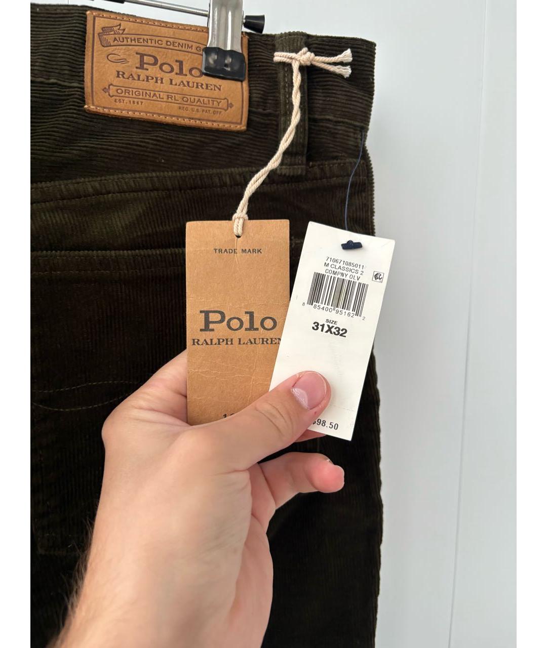 POLO RALPH LAUREN Коричневые хлопко-эластановые джинсы, фото 4