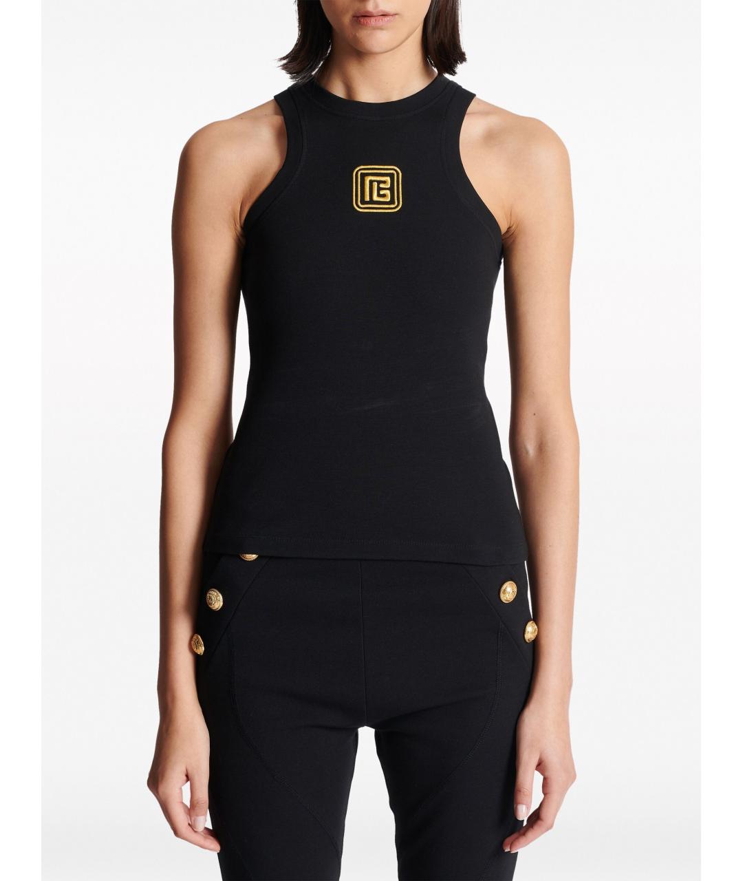 BALMAIN Черная хлопковая майка, фото 5