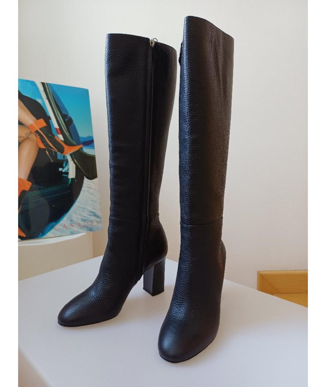 POLLINI Черные кожаные сапоги, фото 5