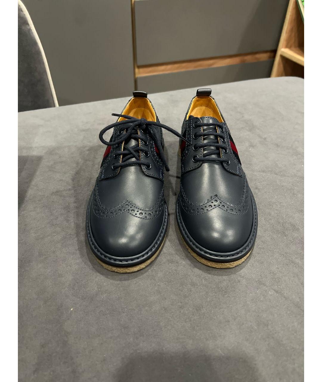 GUCCI Темно-синие кожаные ботинки, фото 2
