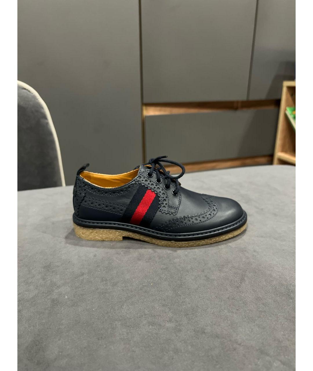 GUCCI Темно-синие кожаные ботинки, фото 5