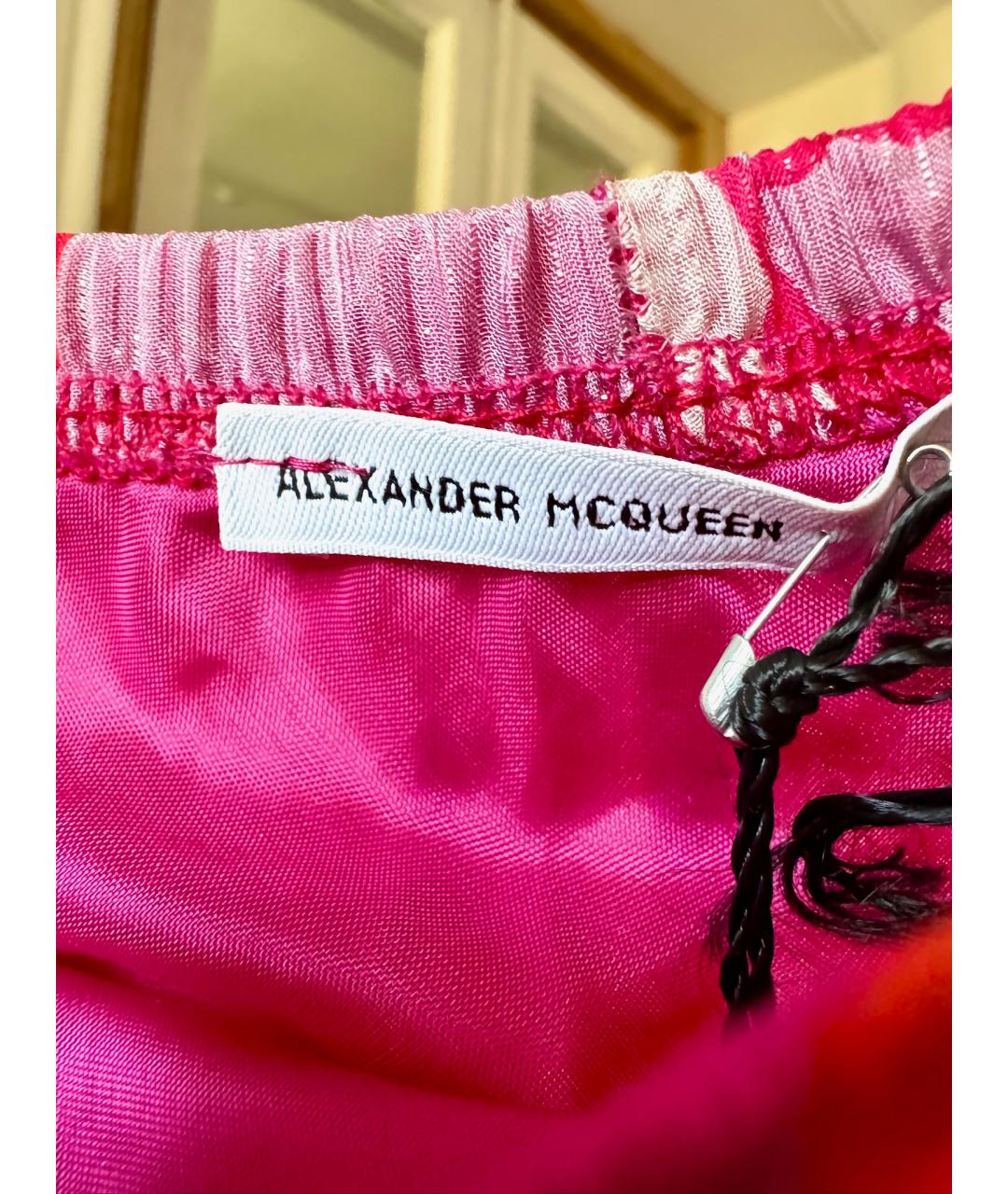 ALEXANDER MCQUEEN Розовая ацетатная юбка миди, фото 4