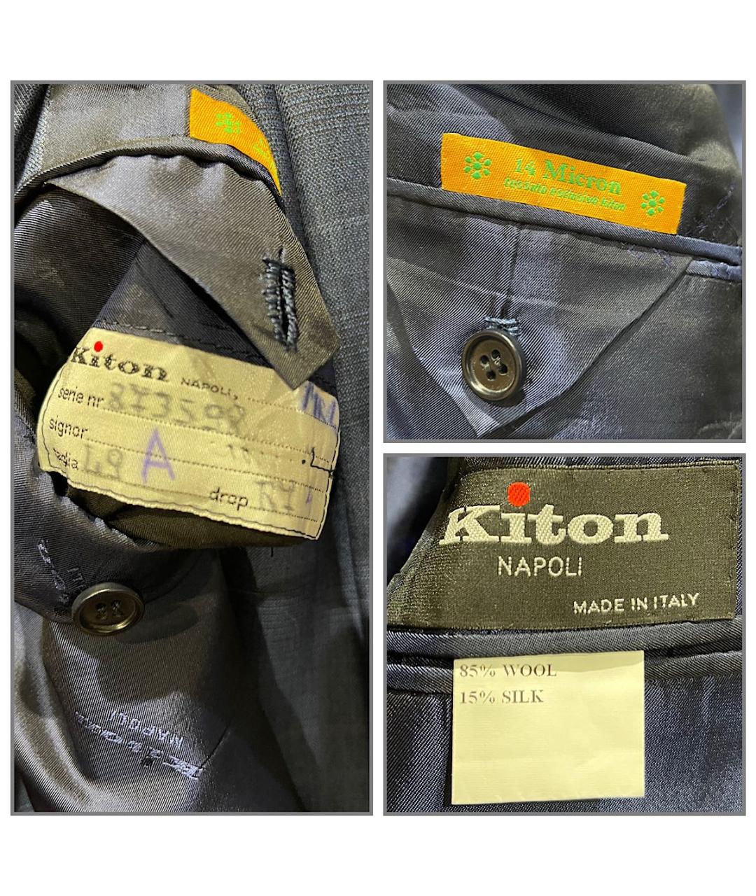 KITON Темно-синий классический костюм, фото 8