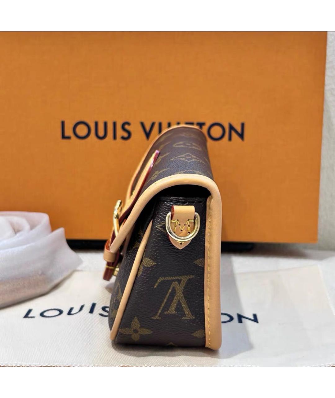 LOUIS VUITTON Коричневая кожаная сумка через плечо, фото 3