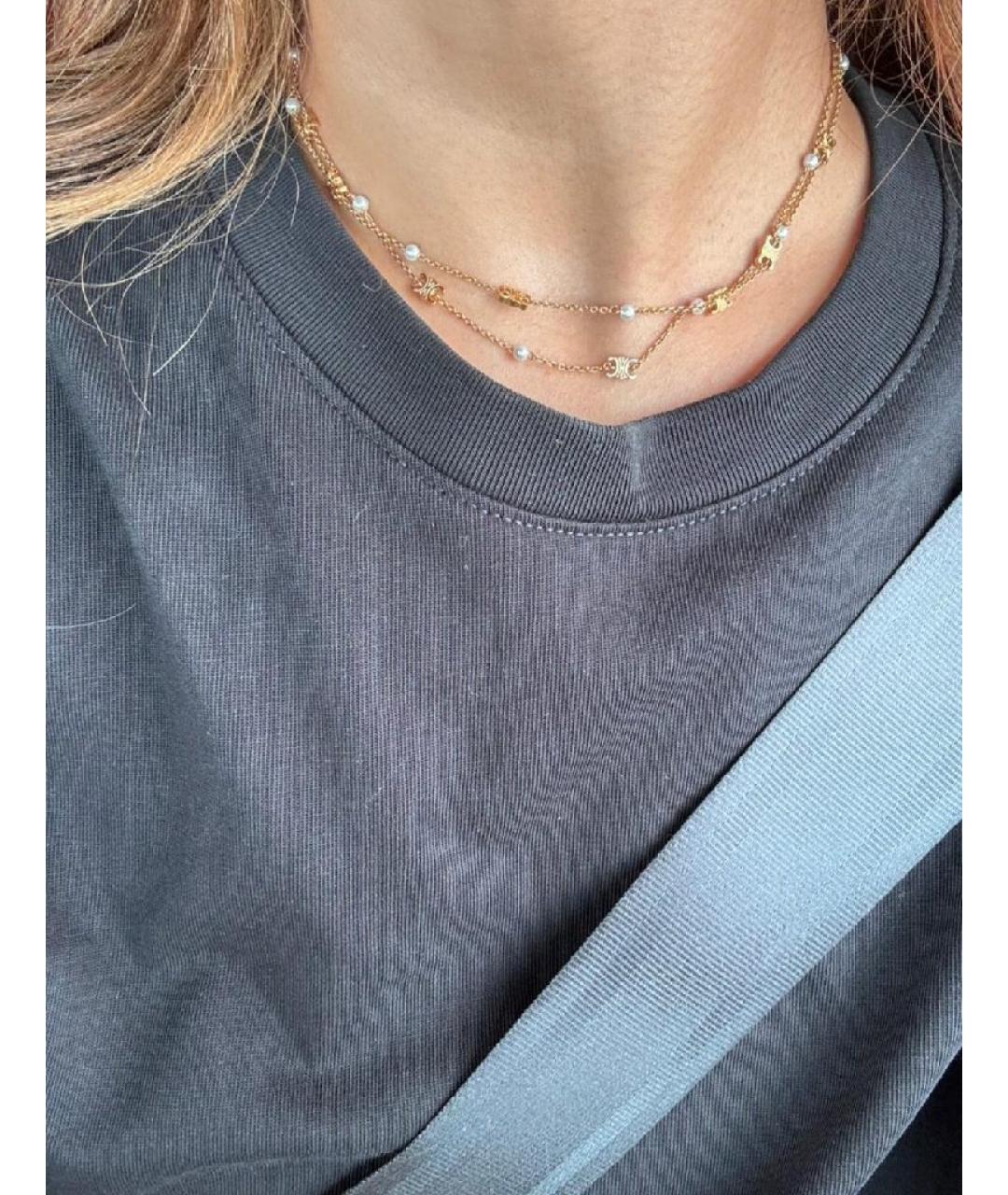 CELINE Золотое латунное колье, фото 6