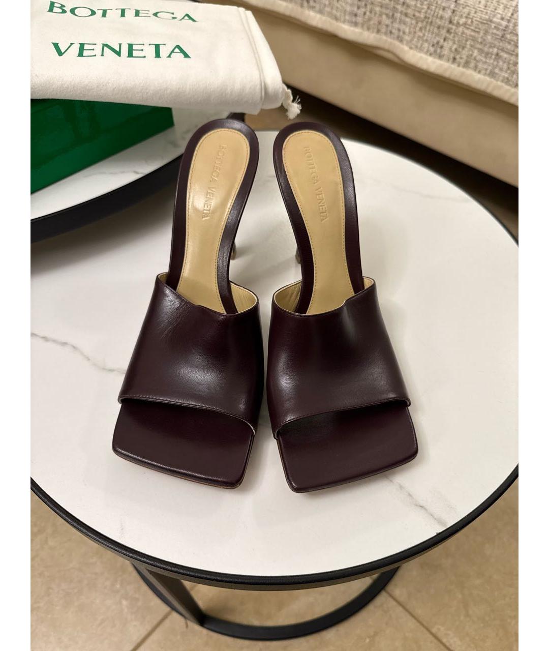 BOTTEGA VENETA Фиолетовые кожаные мюли, фото 2