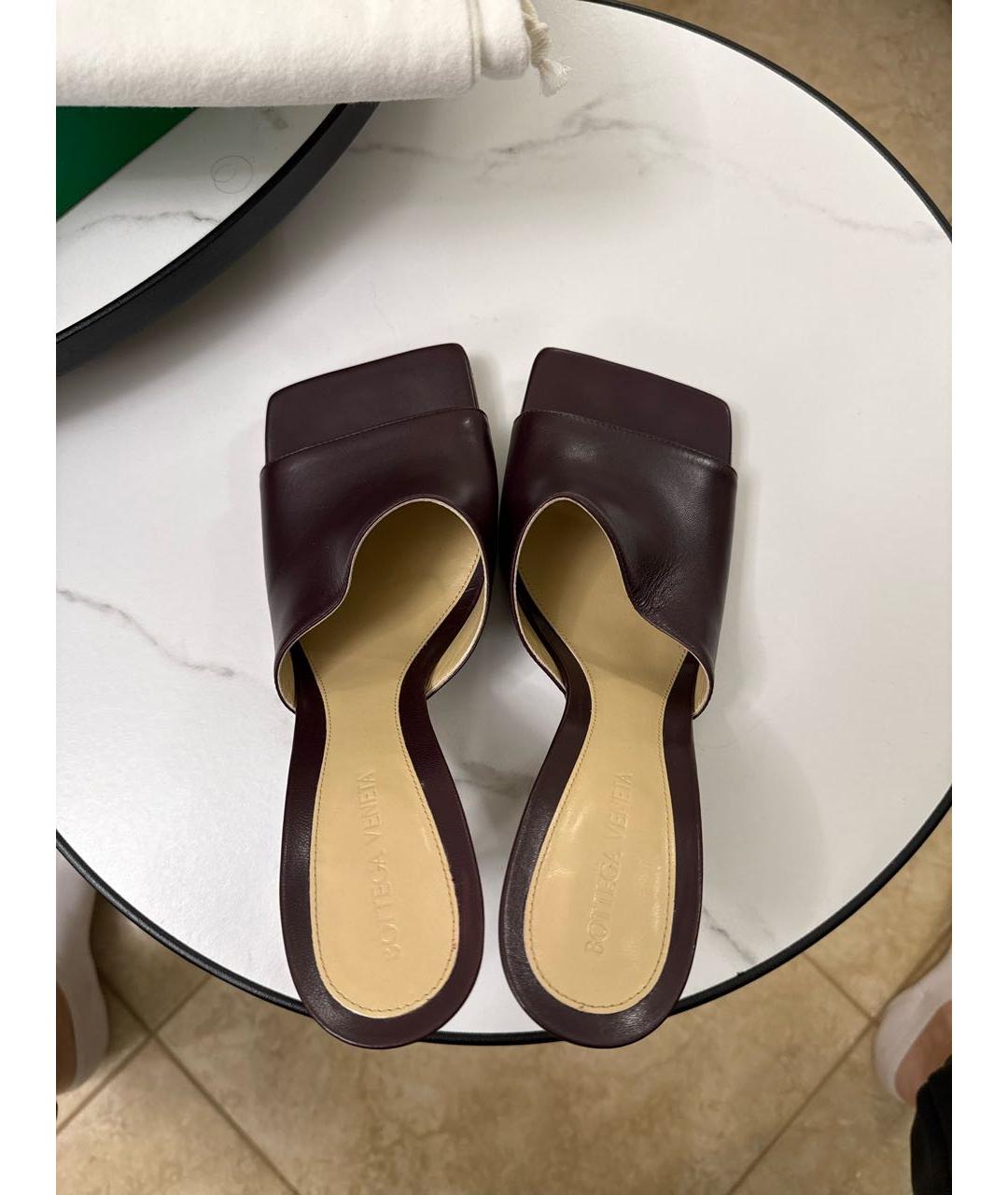 BOTTEGA VENETA Фиолетовые кожаные мюли, фото 3
