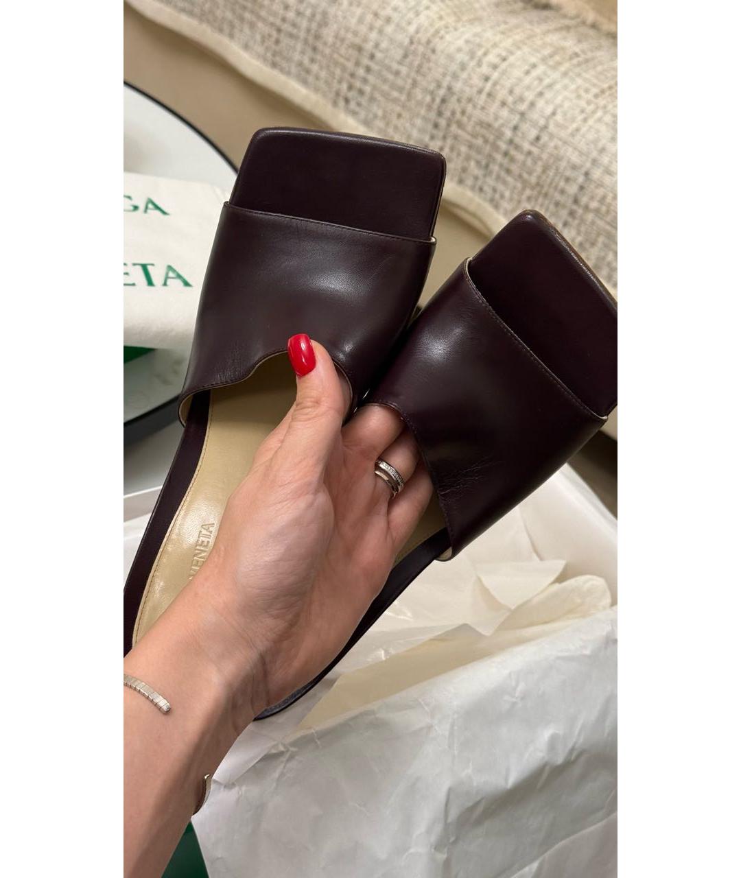 BOTTEGA VENETA Фиолетовые кожаные мюли, фото 8