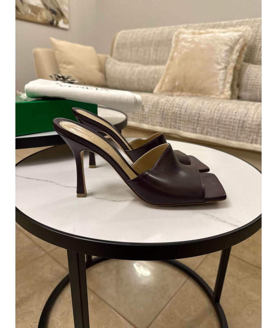 BOTTEGA VENETA Фиолетовые кожаные мюли, фото 9