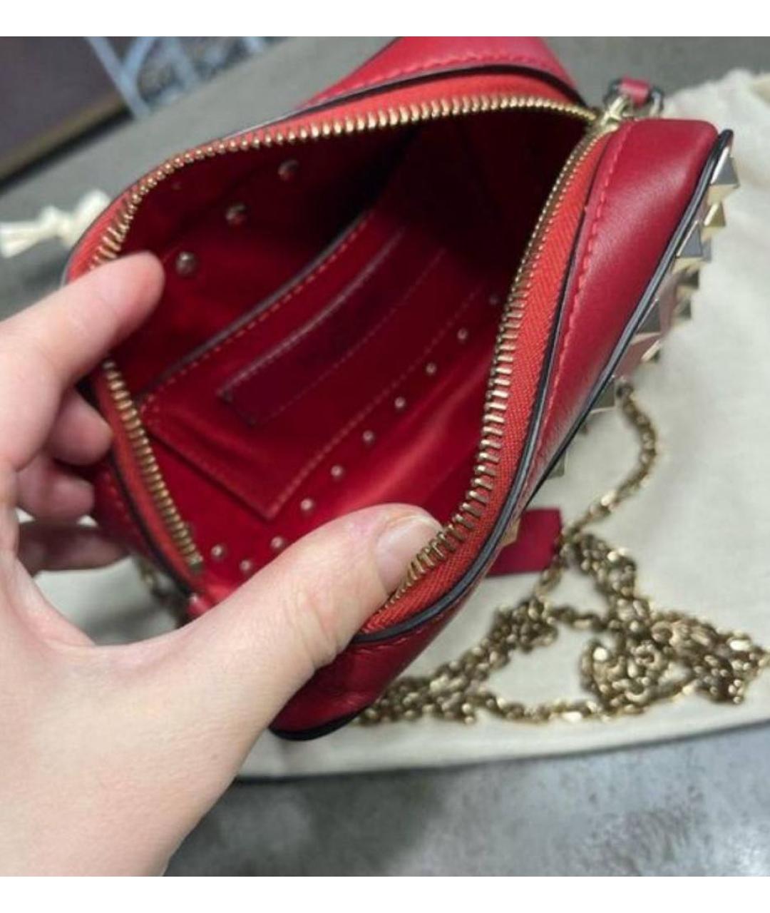 VALENTINO Бордовая кожаная сумка через плечо, фото 4