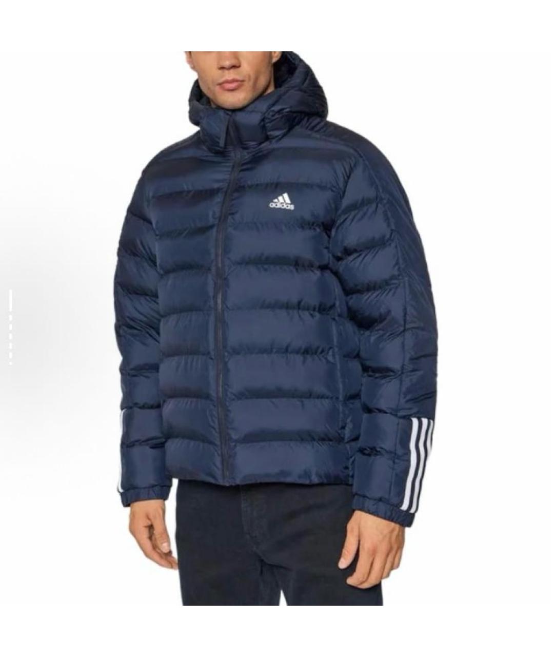 ADIDAS Темно-синяя полиэстеровая куртка, фото 2