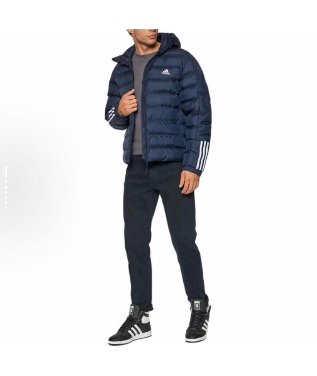 ADIDAS Темно-синяя полиэстеровая куртка, фото 4