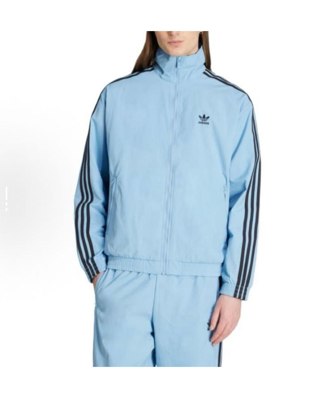ADIDAS Голубая полиамидовая спортивная куртка, фото 2