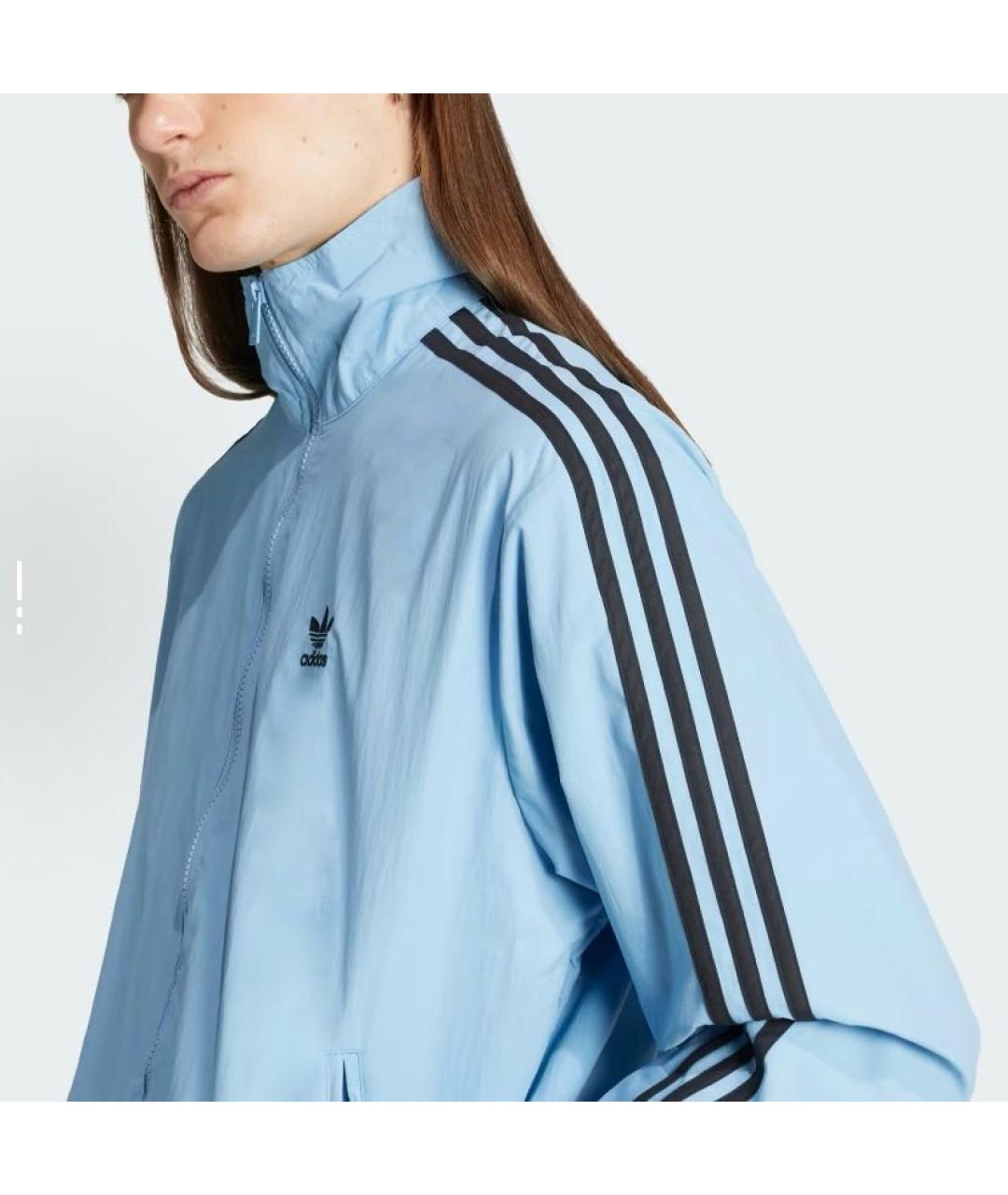 ADIDAS Голубая полиамидовая спортивная куртка, фото 5