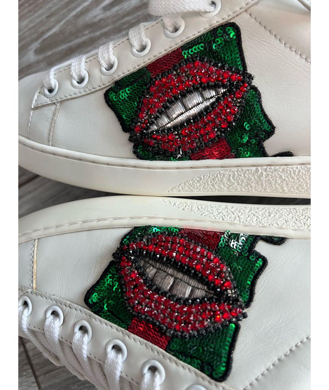 GUCCI Белые кожаные кеды, фото 8