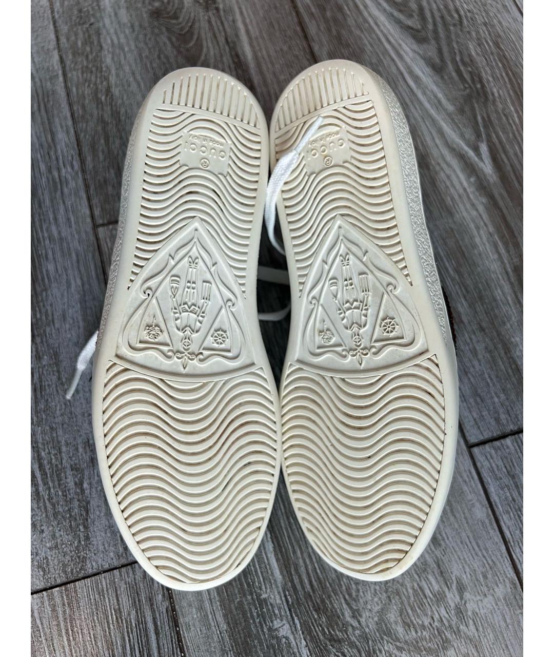 GUCCI Белые кожаные кеды, фото 6