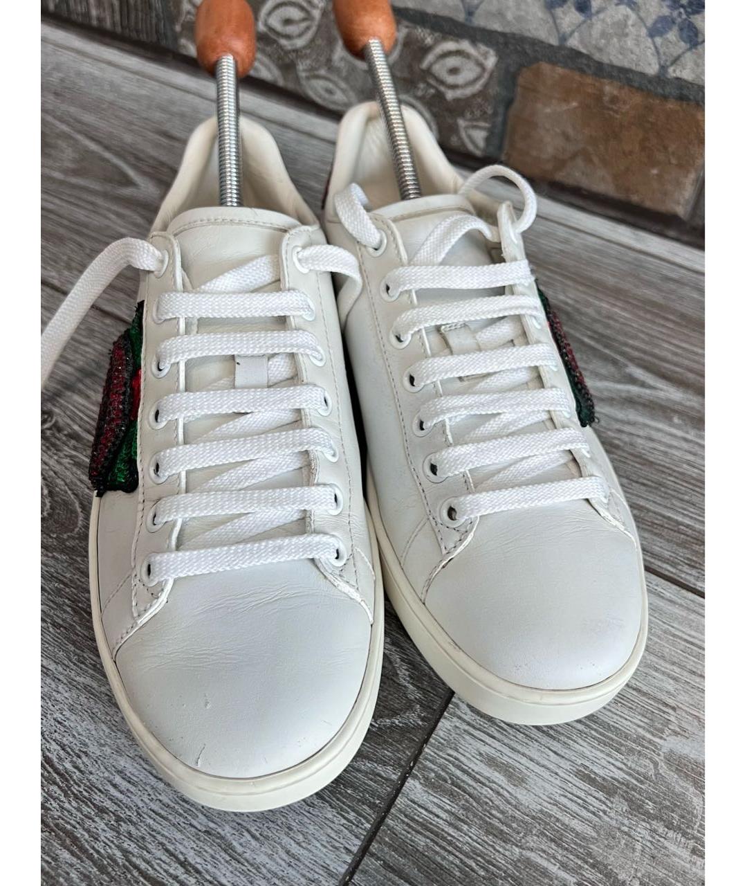 GUCCI Белые кожаные кеды, фото 2