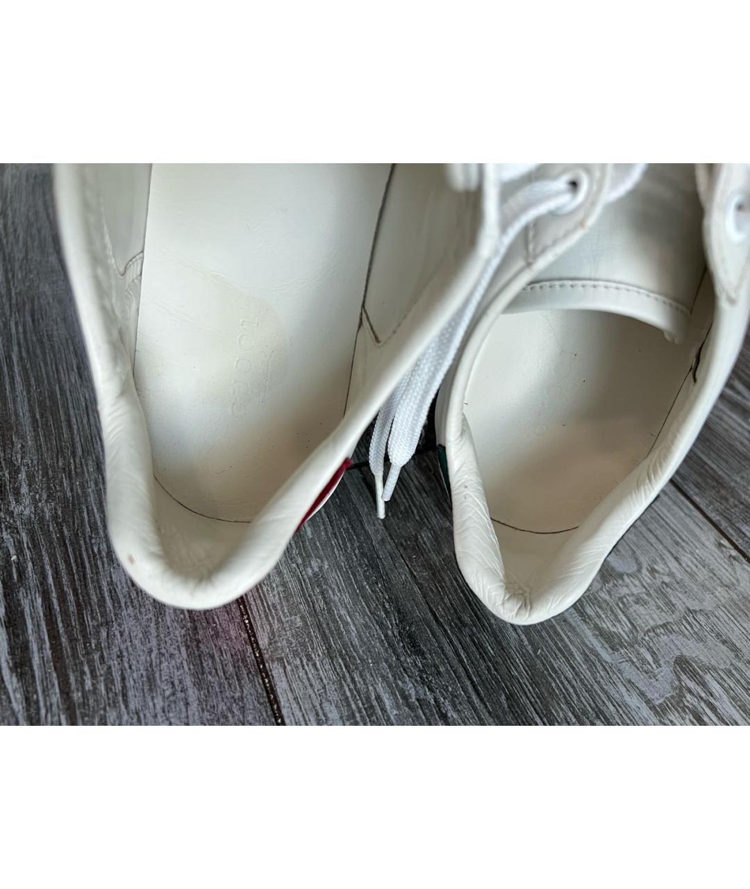 GUCCI Белые кожаные кеды, фото 5