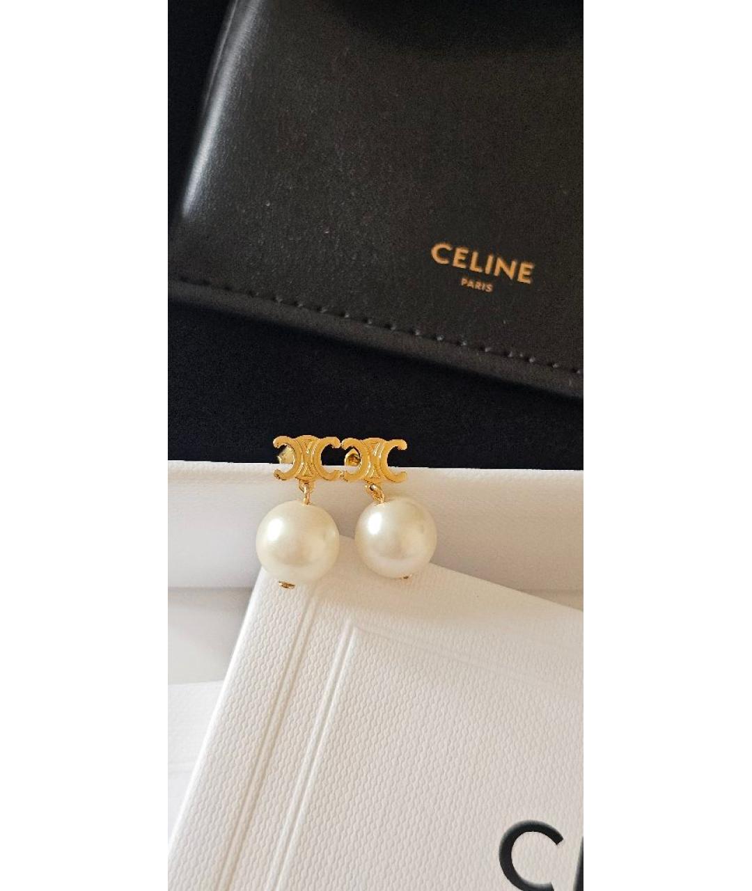 CELINE Золотые латунные серьги, фото 7