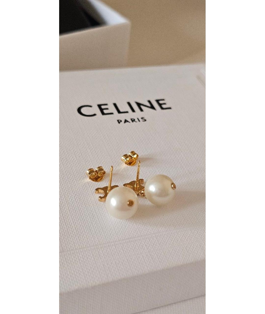 CELINE Золотые латунные серьги, фото 9