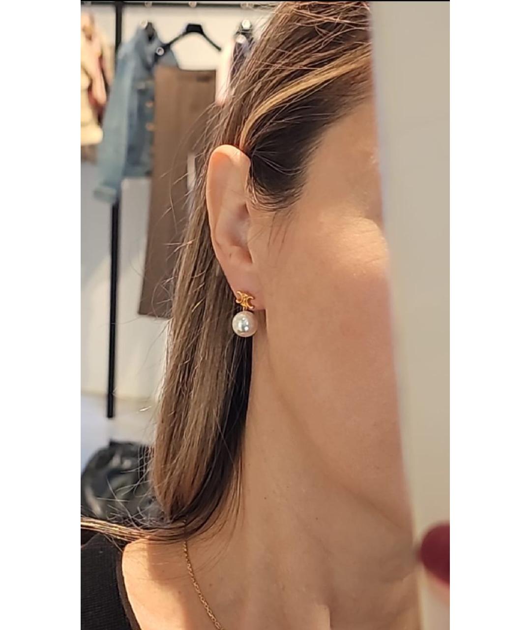 CELINE Золотые латунные серьги, фото 4