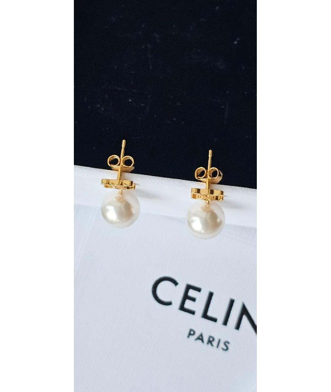 CELINE Золотые латунные серьги, фото 2