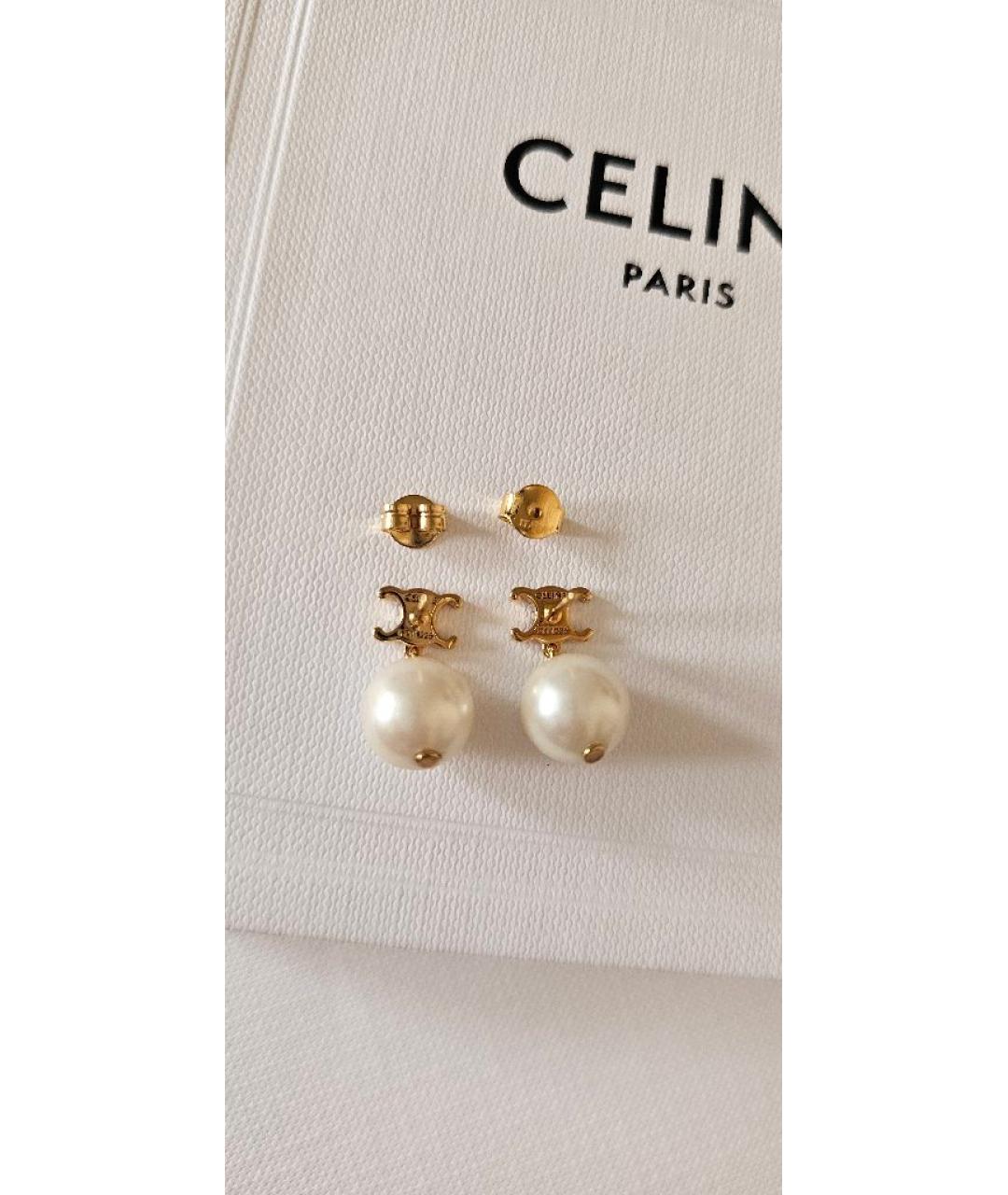 CELINE Золотые латунные серьги, фото 5