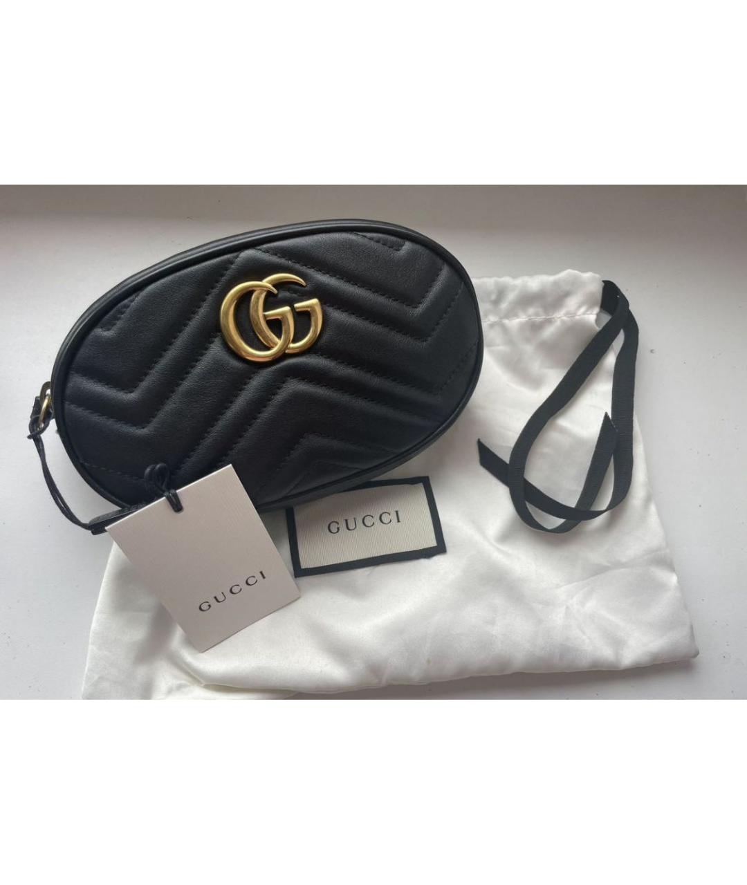 GUCCI Черная кожаная поясная сумка, фото 5