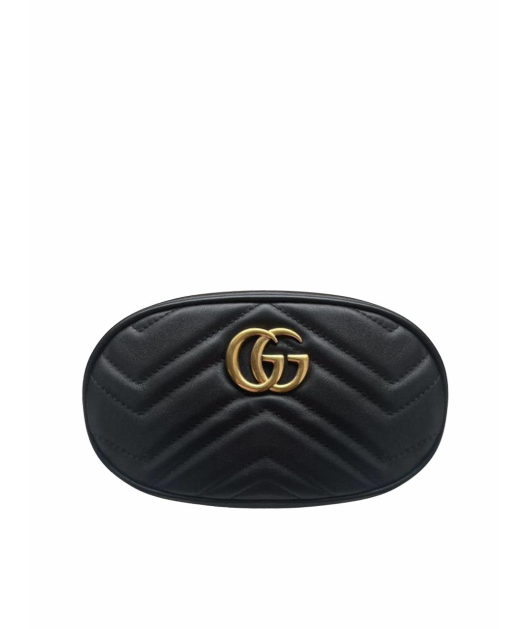 GUCCI Черная кожаная поясная сумка, фото 1