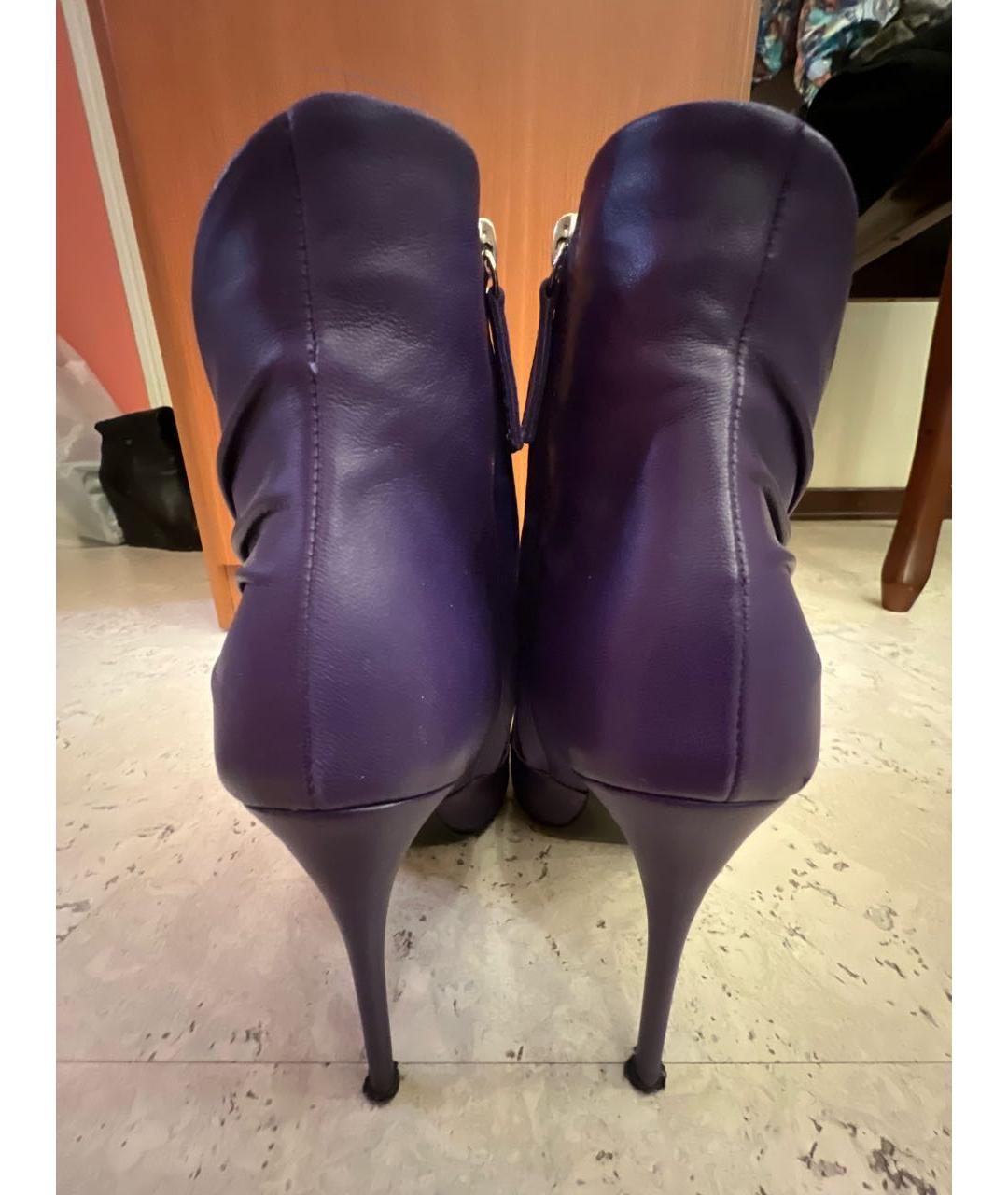GIUSEPPE ZANOTTI DESIGN Фиолетовые кожаные ботильоны, фото 4