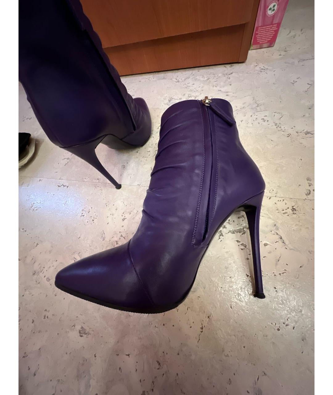 GIUSEPPE ZANOTTI DESIGN Фиолетовые кожаные ботильоны, фото 5