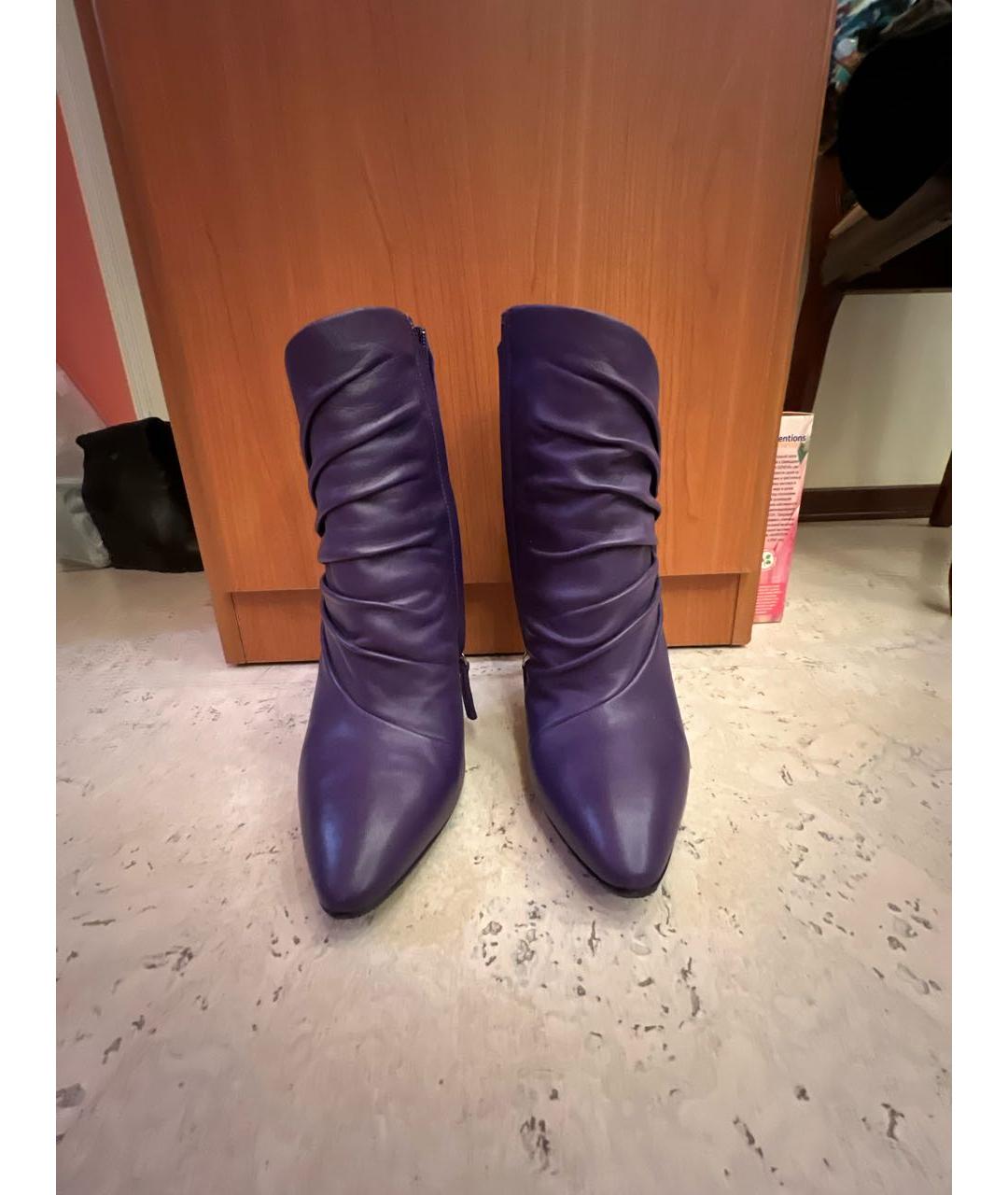 GIUSEPPE ZANOTTI DESIGN Фиолетовые кожаные ботильоны, фото 2