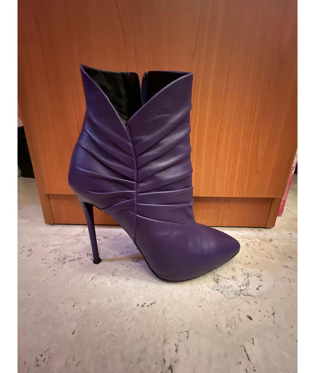 GIUSEPPE ZANOTTI DESIGN Фиолетовые кожаные ботильоны, фото 8