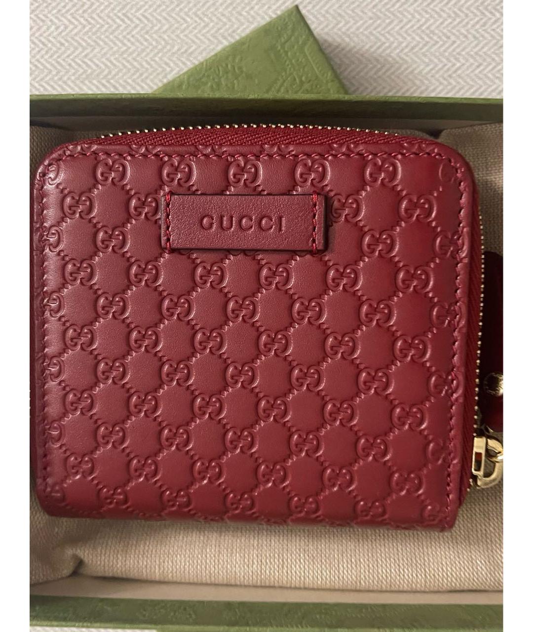 GUCCI Бордовый кожаный кошелек, фото 9