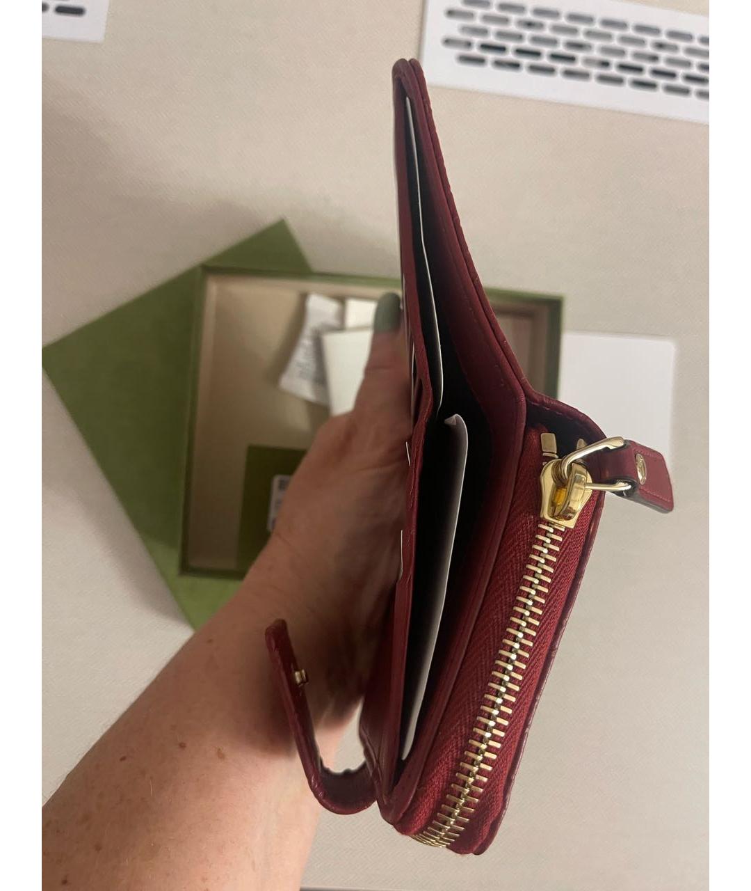 GUCCI Бордовый кожаный кошелек, фото 7