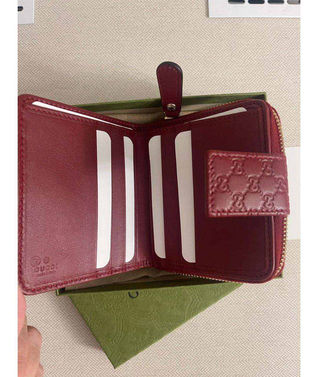 GUCCI Бордовый кожаный кошелек, фото 6