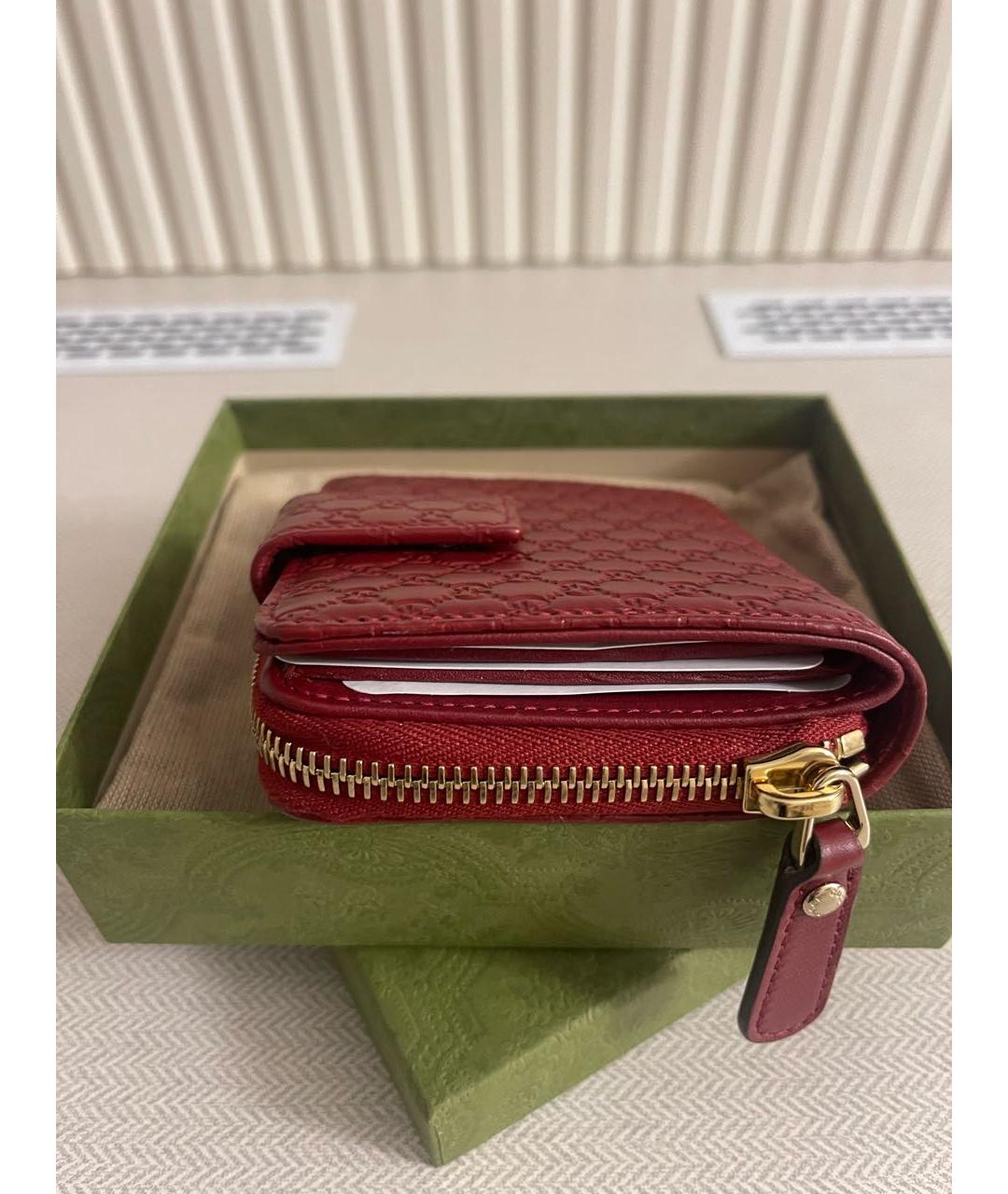 GUCCI Бордовый кожаный кошелек, фото 2