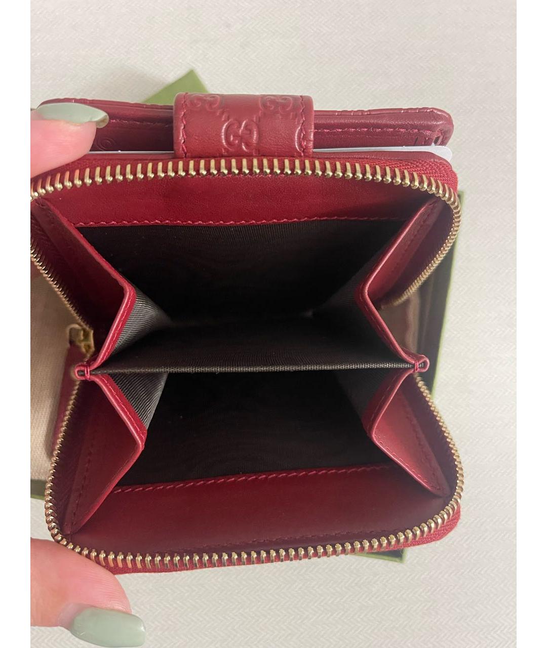 GUCCI Бордовый кожаный кошелек, фото 4