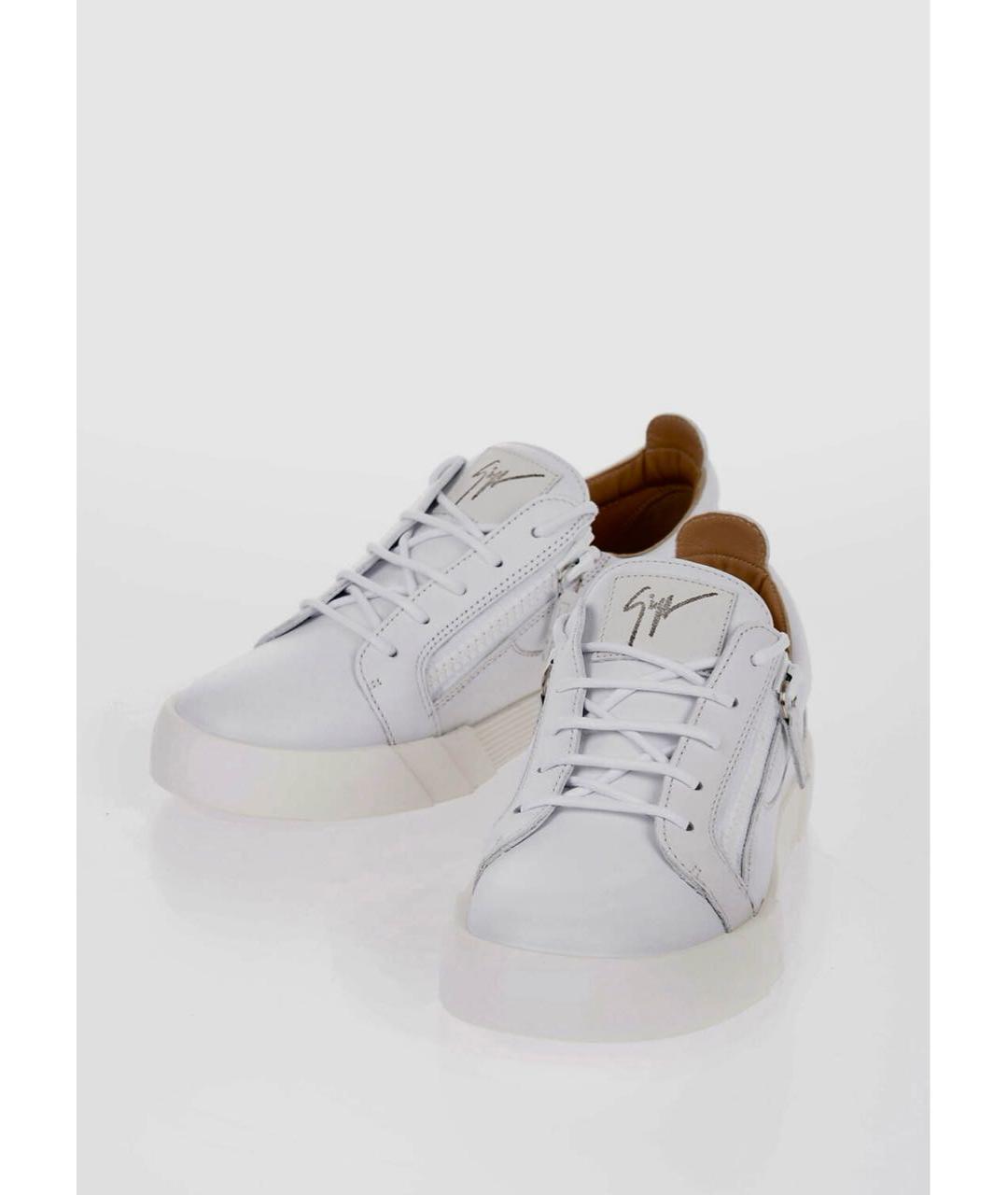 GIUSEPPE ZANOTTI DESIGN Белые кожаные низкие кроссовки / кеды, фото 2